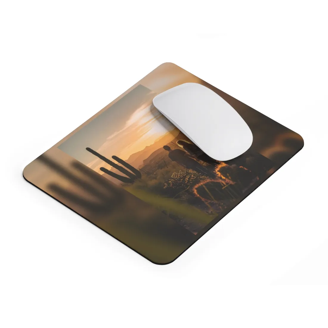 Serene Desert Sunset: Intimate Connection Digital Art - Mouse Pad