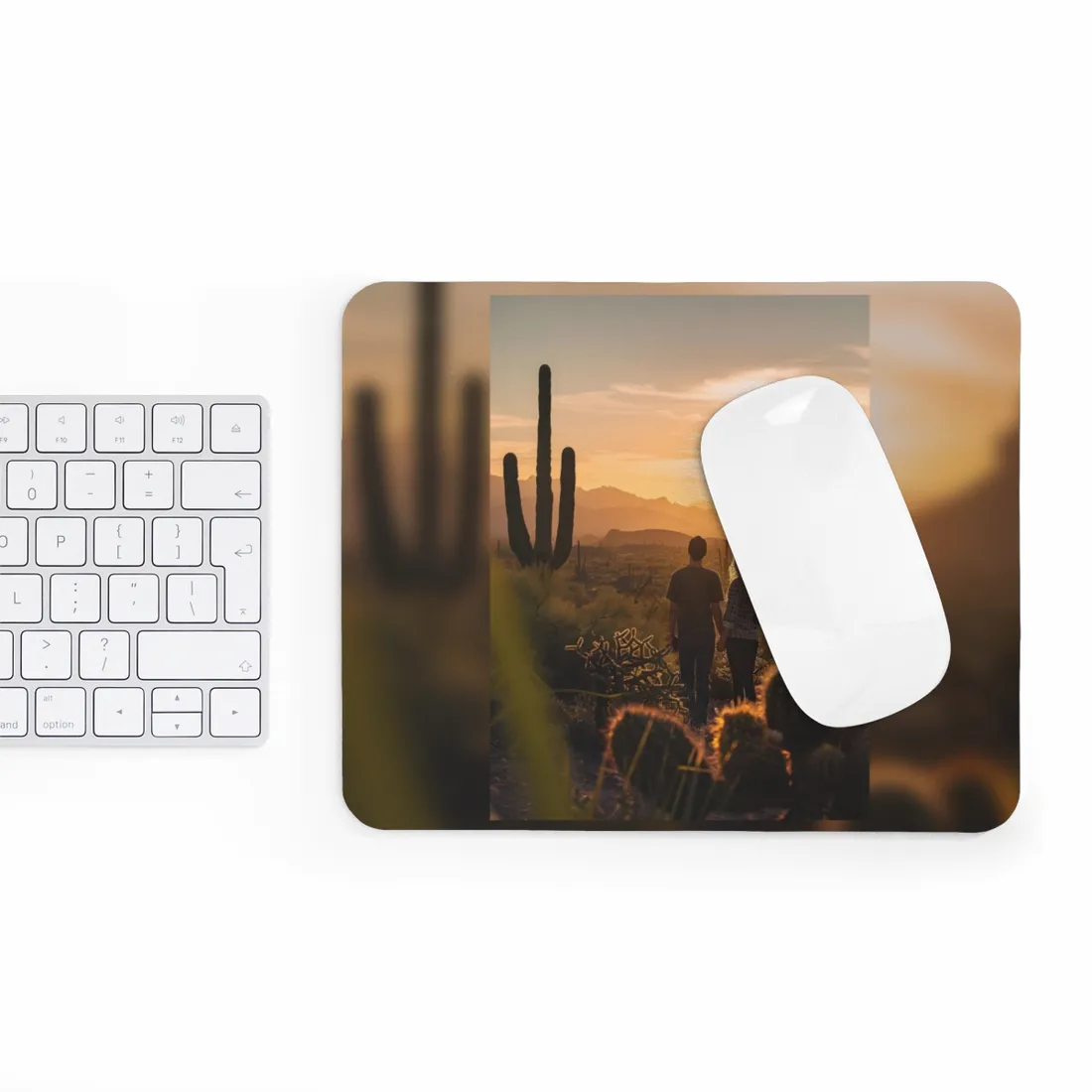 Serene Desert Sunset: Intimate Connection Digital Art - Mouse Pad