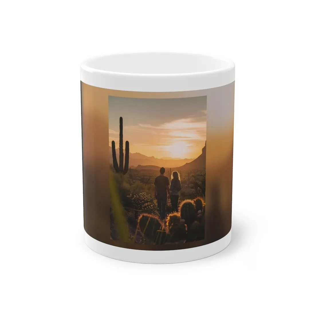 Serene Desert Sunset: Intimate Connection Digital Art - Mug