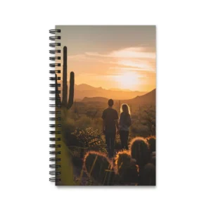 Couple Walking Desert at Sunset Spiral Notebook
