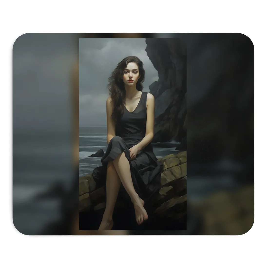 Serene Face with Glasses: Neutral Expression Art - Mouse Pad