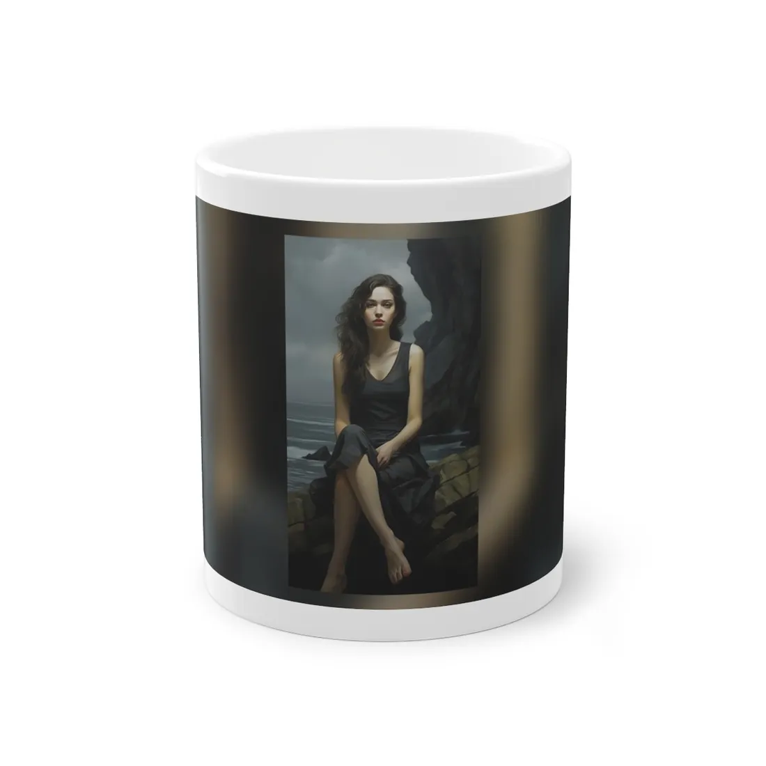 Serene Face with Glasses: Neutral Expression Art - Mug