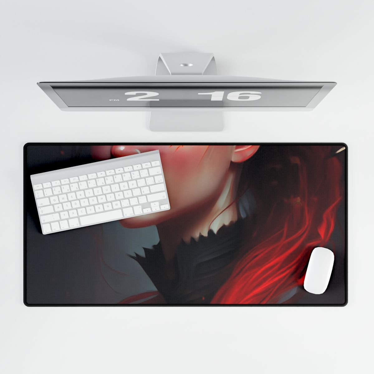 Serene Female Portrait: Red Hair Artwork in Elegant Dressing - Desk Mat