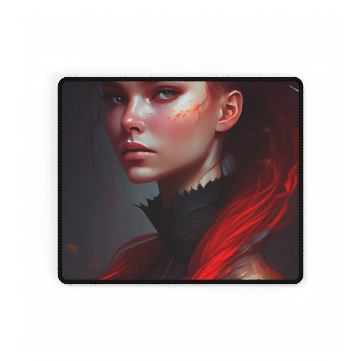 Serene Female Portrait: Red Hair Artwork in Elegant Dressing - Desk Mat