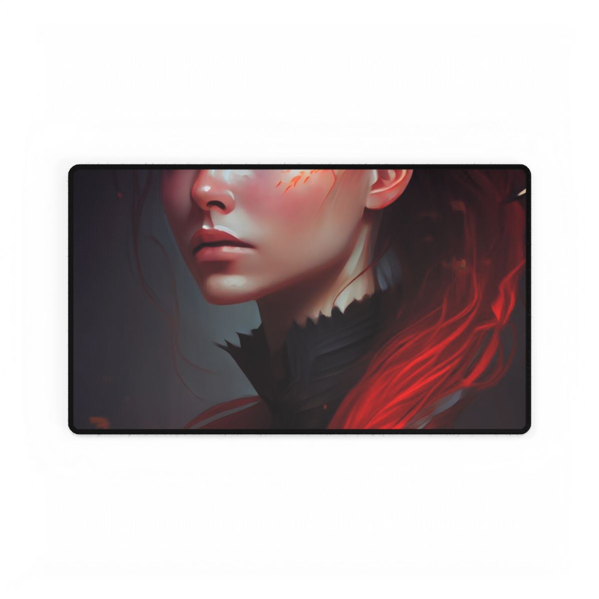 Serene Female Portrait: Red Hair Artwork in Elegant Dressing - Desk Mat