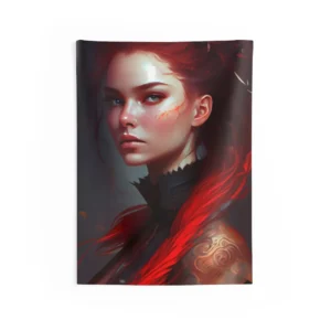 Red Haired Fantasy Woman Portrait Wall Tapestry