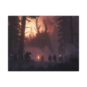 Hunters Facing a Forest Monster Canvas Print