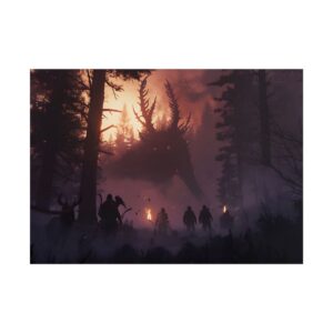 Hunters Facing a Forest Monster Poster