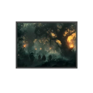 Armored Warriors in Misty Forest Framed Poster