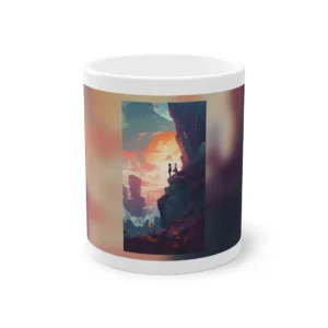 Figures on Cliff at Sunset Mug