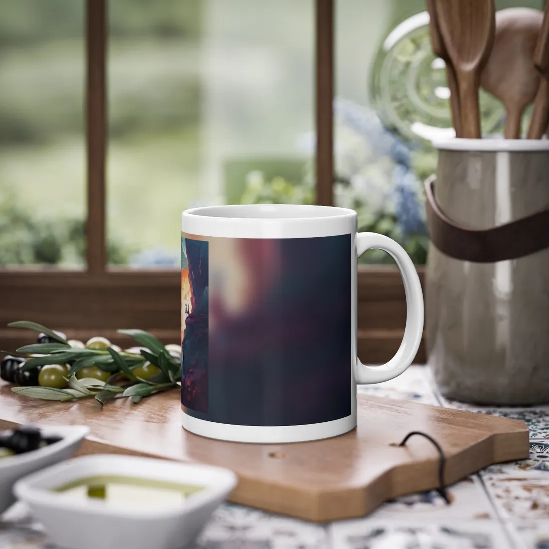 Serene Hilltop: Girl and Boy in Nature's Embrace - Mug