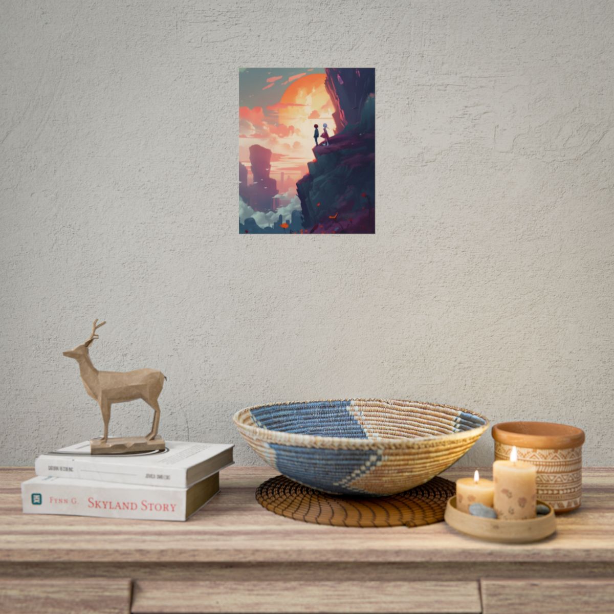 Serene Hilltop: Girl and Boy in Nature's Embrace - Poster