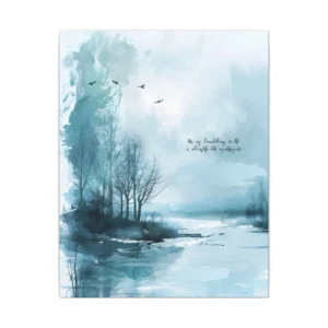 Misty Lake with Bare Trees Canvas Print