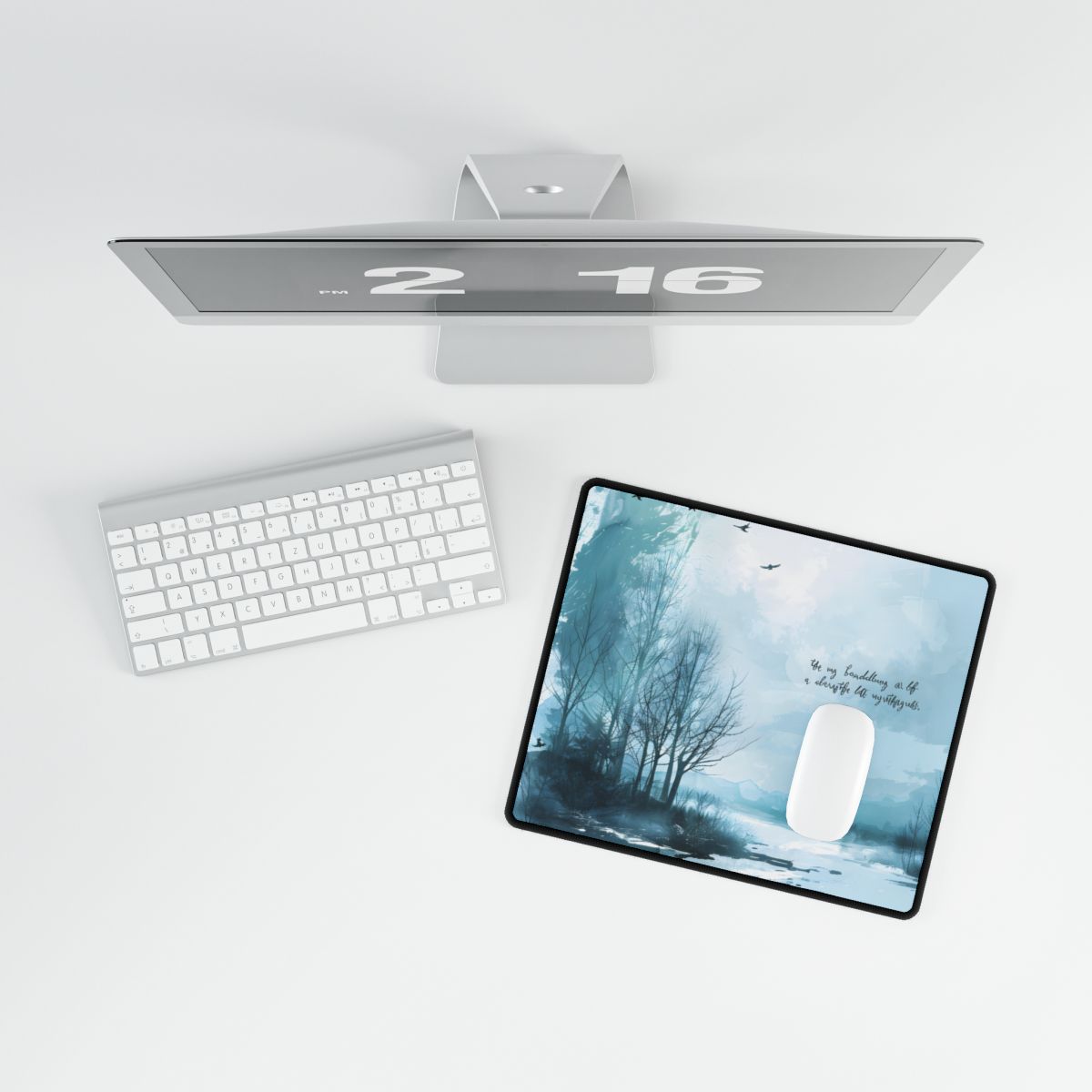Serene Landscape: A Peaceful Nature Scene with Inspirational Quote - Desk Mat