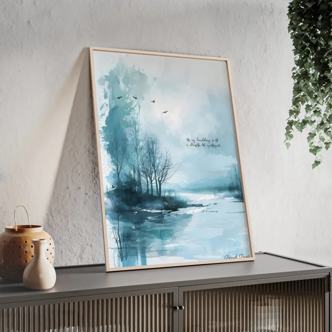 Serene Landscape: A Peaceful Nature Scene with Inspirational Quote - Framed Poster