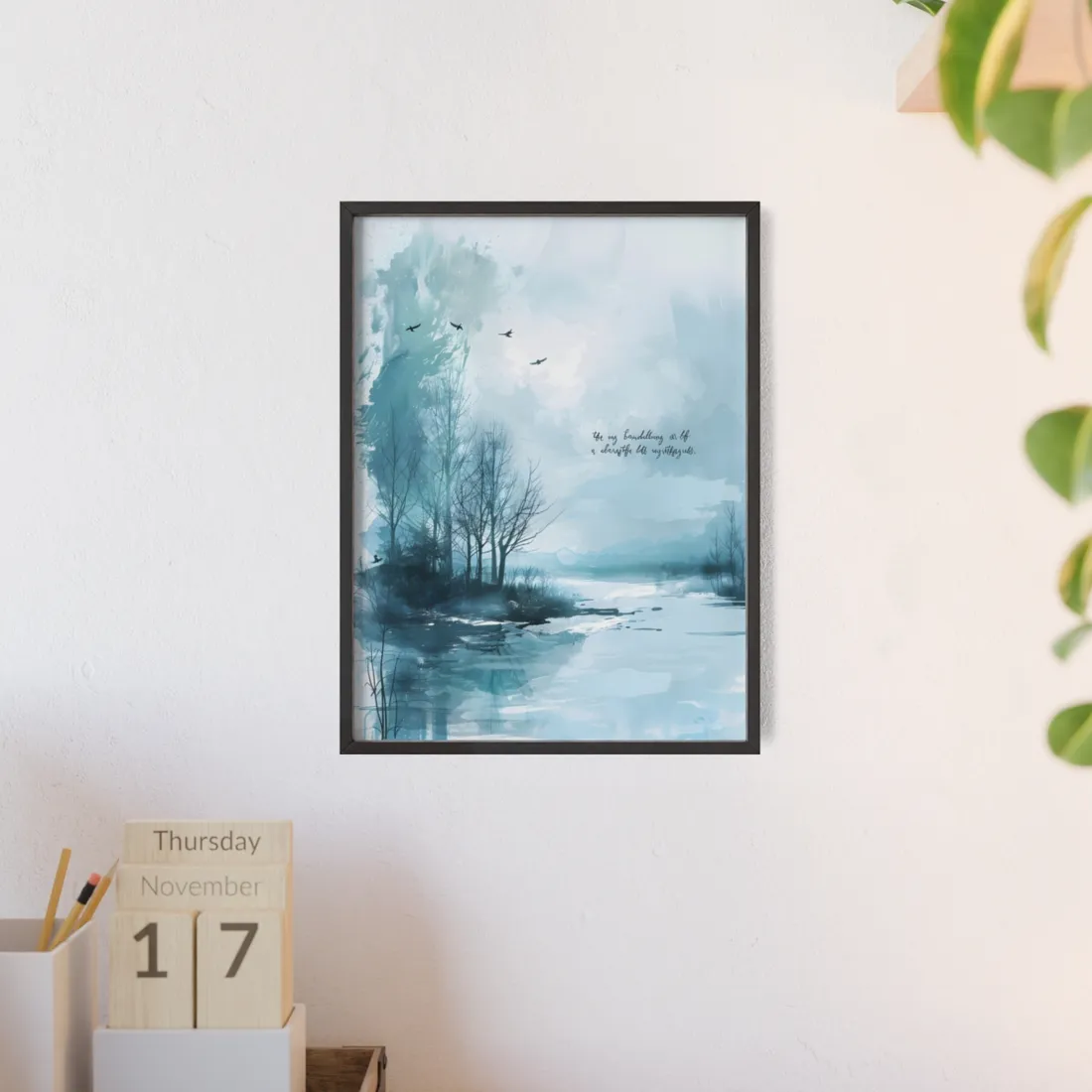 Serene Landscape: A Peaceful Nature Scene with Inspirational Quote - Framed Poster