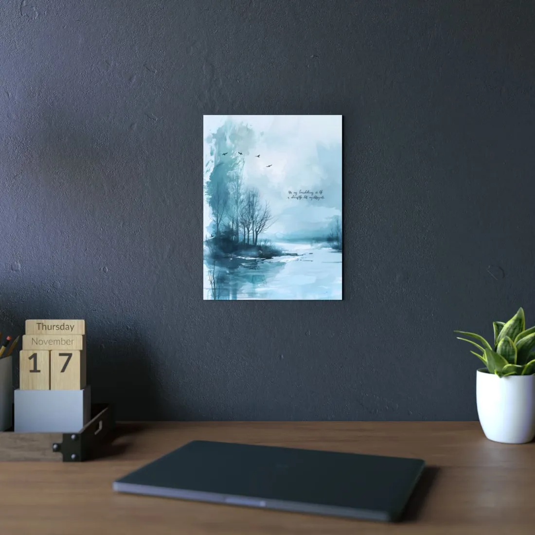 Serene Landscape: A Peaceful Nature Scene with Inspirational Quote - Metal Poster