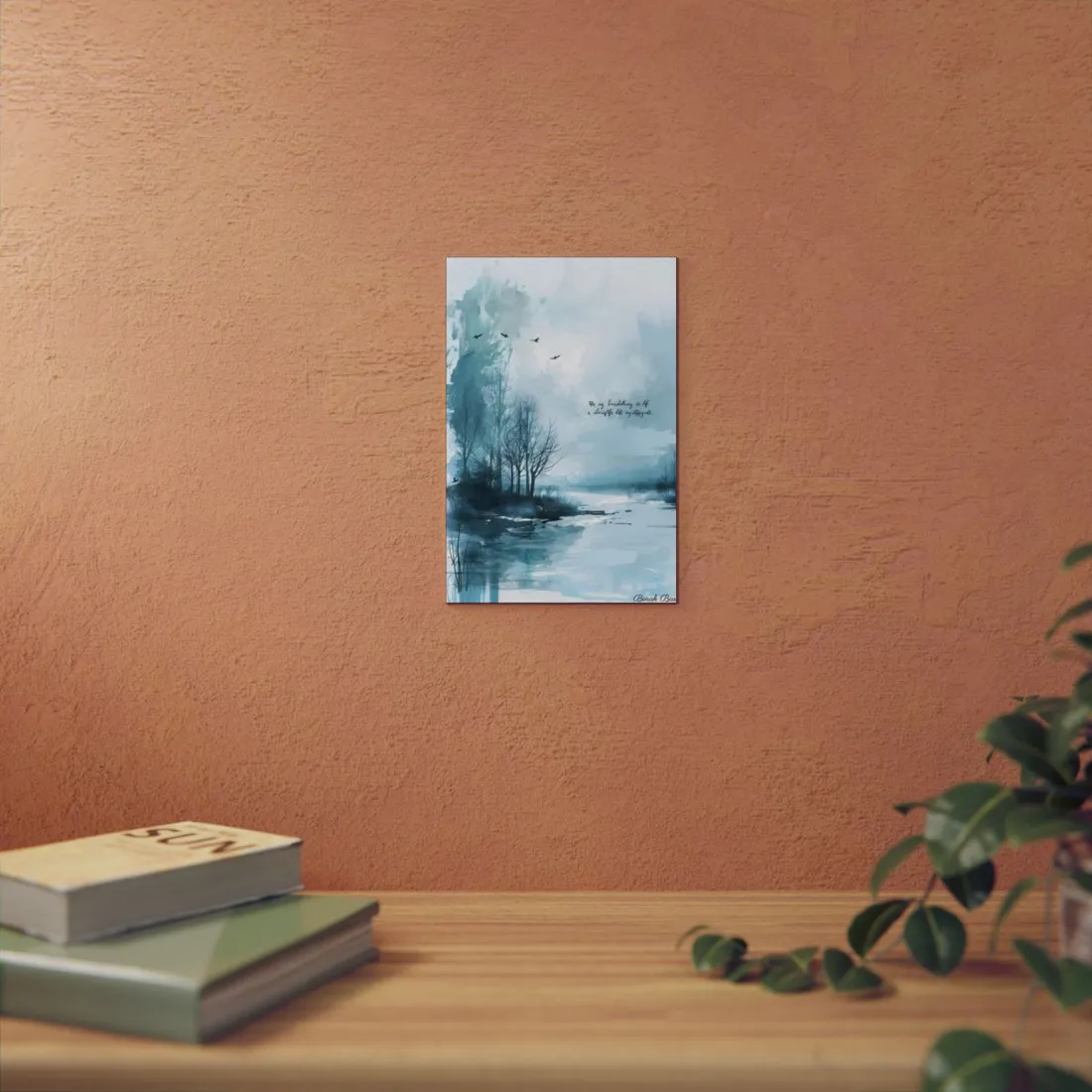Serene Landscape: A Peaceful Nature Scene with Inspirational Quote - Metal Poster