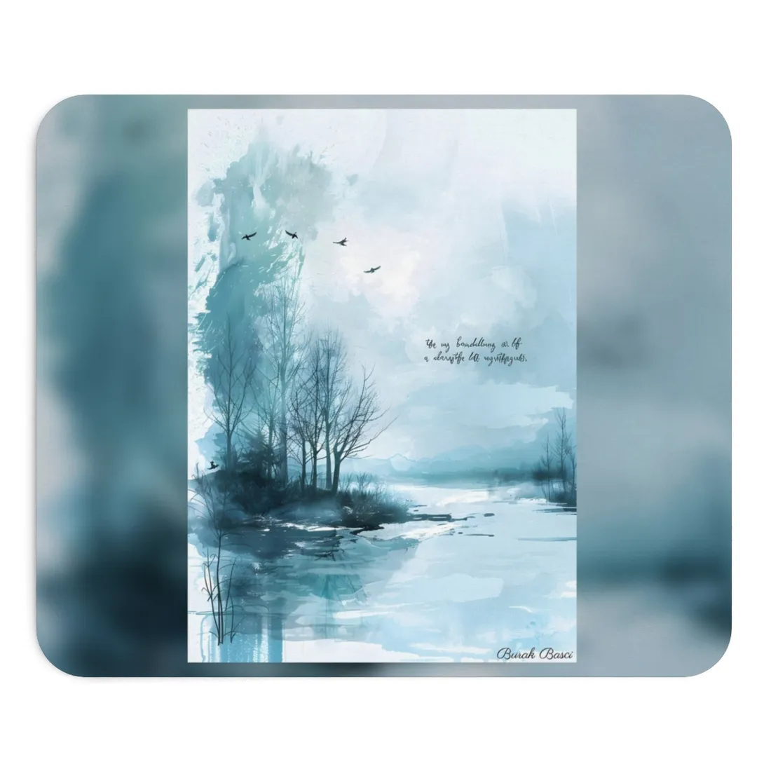 Serene Landscape: A Peaceful Nature Scene with Inspirational Quote - Mouse Pad
