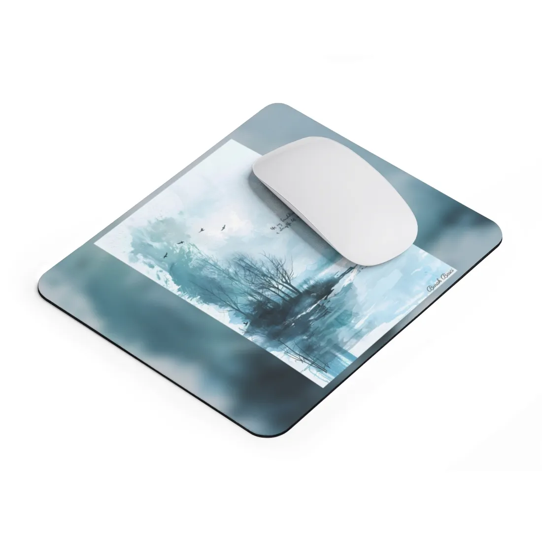 Serene Landscape: A Peaceful Nature Scene with Inspirational Quote - Mouse Pad