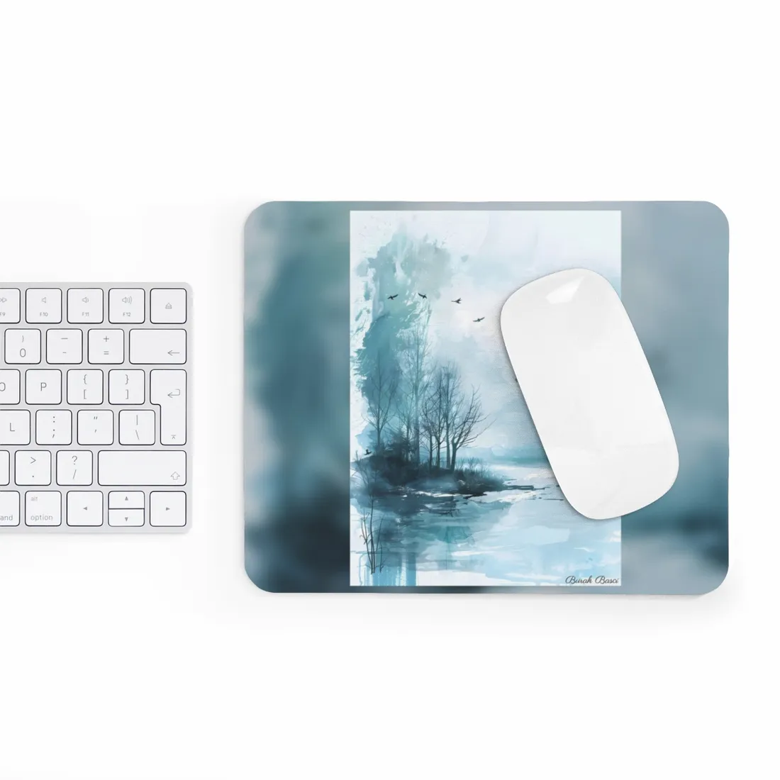 Serene Landscape: A Peaceful Nature Scene with Inspirational Quote - Mouse Pad