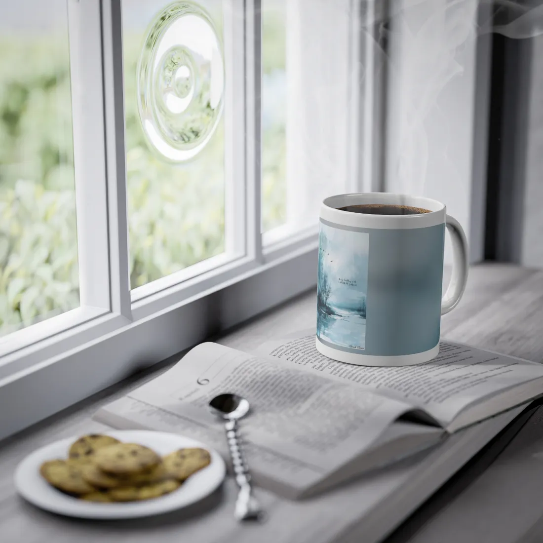 Serene Landscape: A Peaceful Nature Scene with Inspirational Quote - Mug
