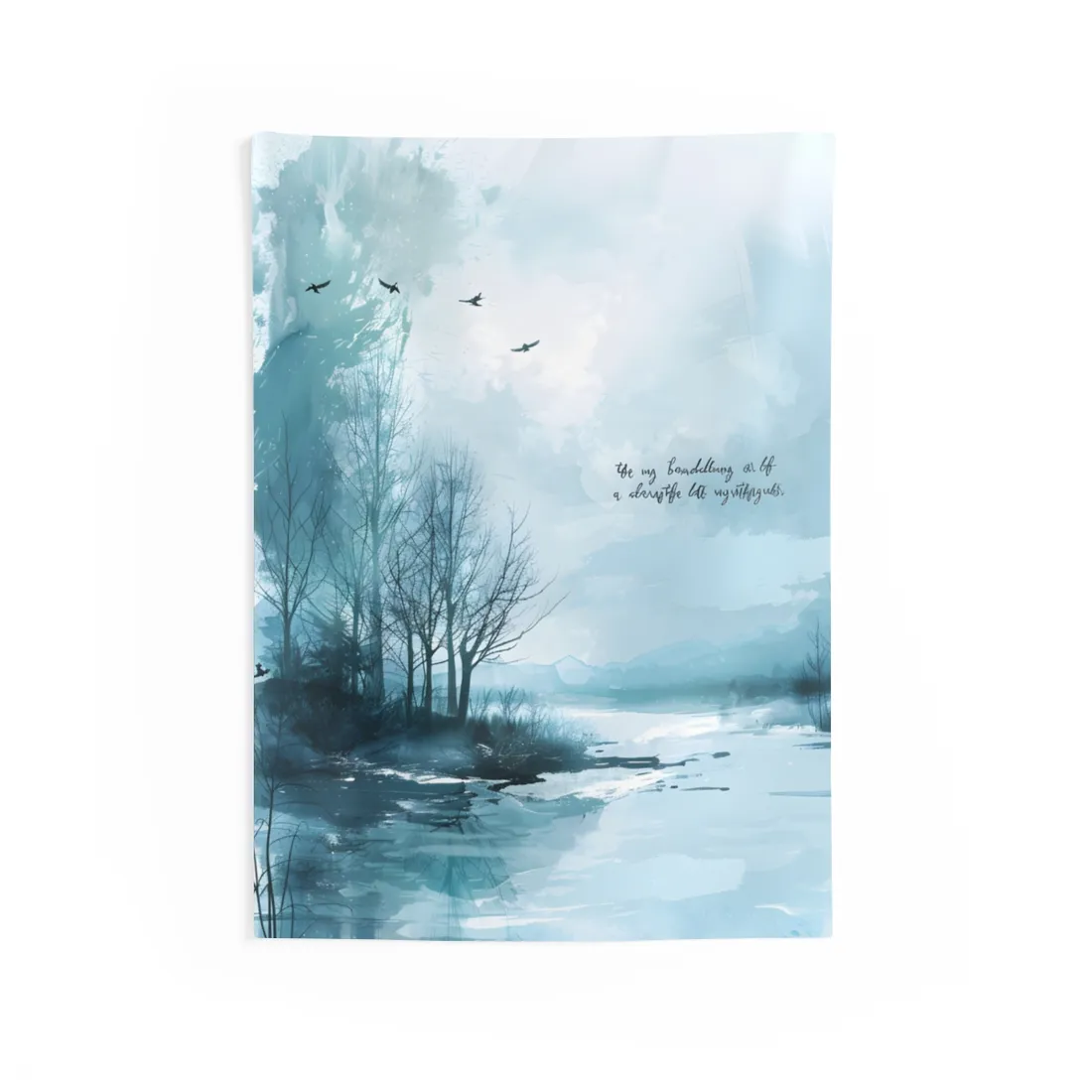 Serene Landscape: A Peaceful Nature Scene with Inspirational Quote - Wall Tapestry
