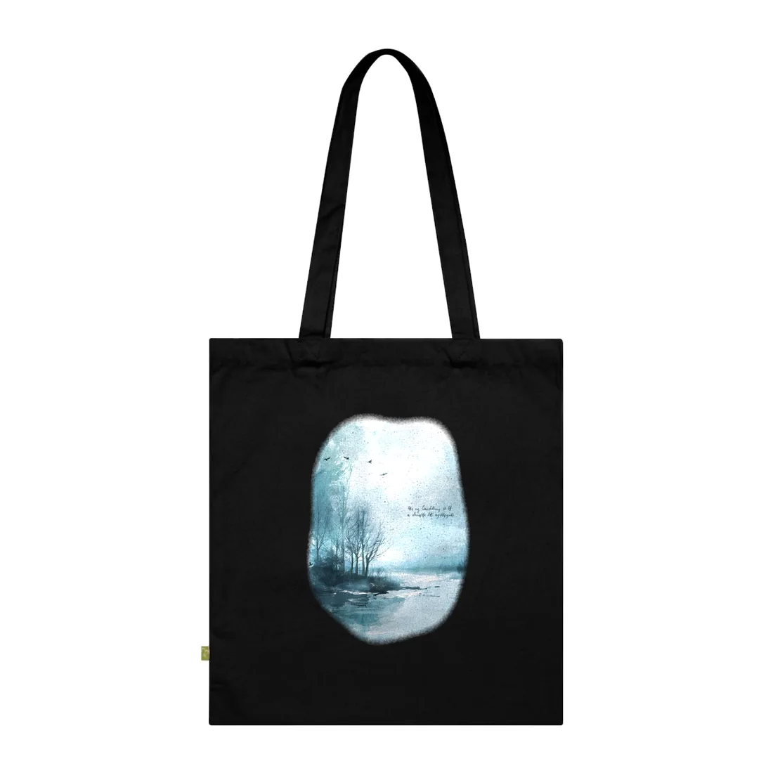 Serene Landscape: A Peaceful Nature Scene with Inspirational Quote - Tote Bag (Black)