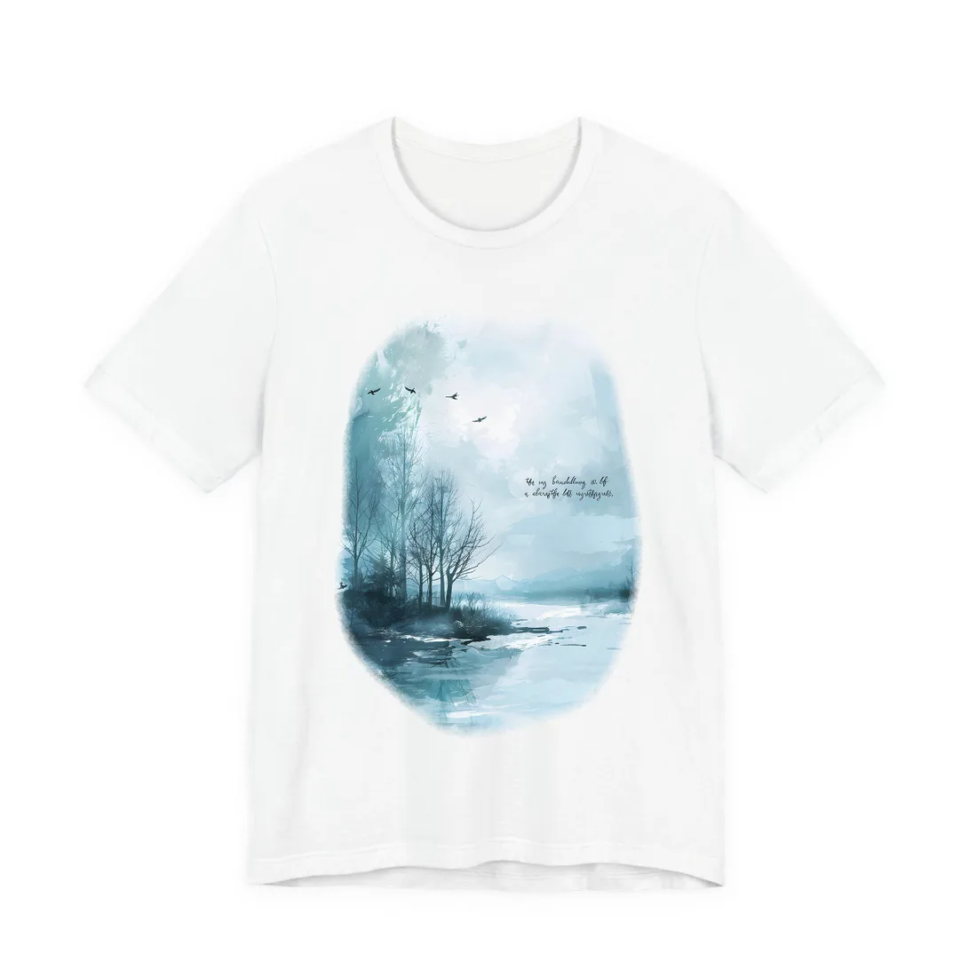 Serene Landscape: A Peaceful Nature Scene with Inspirational Quote - T-Shirt (White)