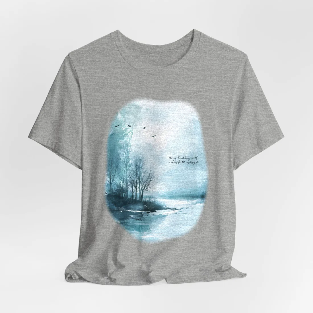 Serene Landscape: A Peaceful Nature Scene with Inspirational Quote - T-Shirt (Athletic Heather)