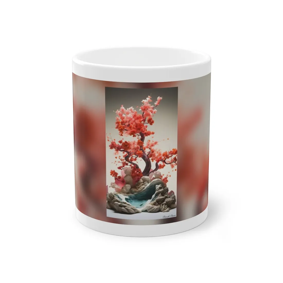Serene Landscape in Ash Magenta: Mossy Nature - Mug