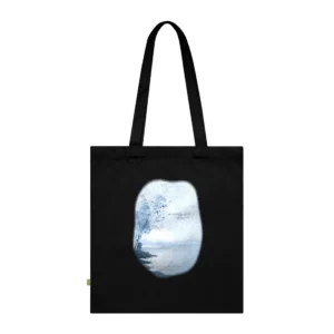 Blue Misty Lake Landscape Tote Bag