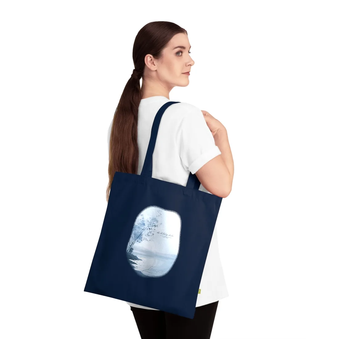 Serene Landscape: Inspirational Quote Art - Tote Bag (French Navy)