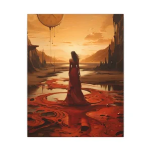 Woman Beneath Melting Clock Canvas Print