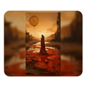 Woman Beneath Melting Clock Mouse Pad