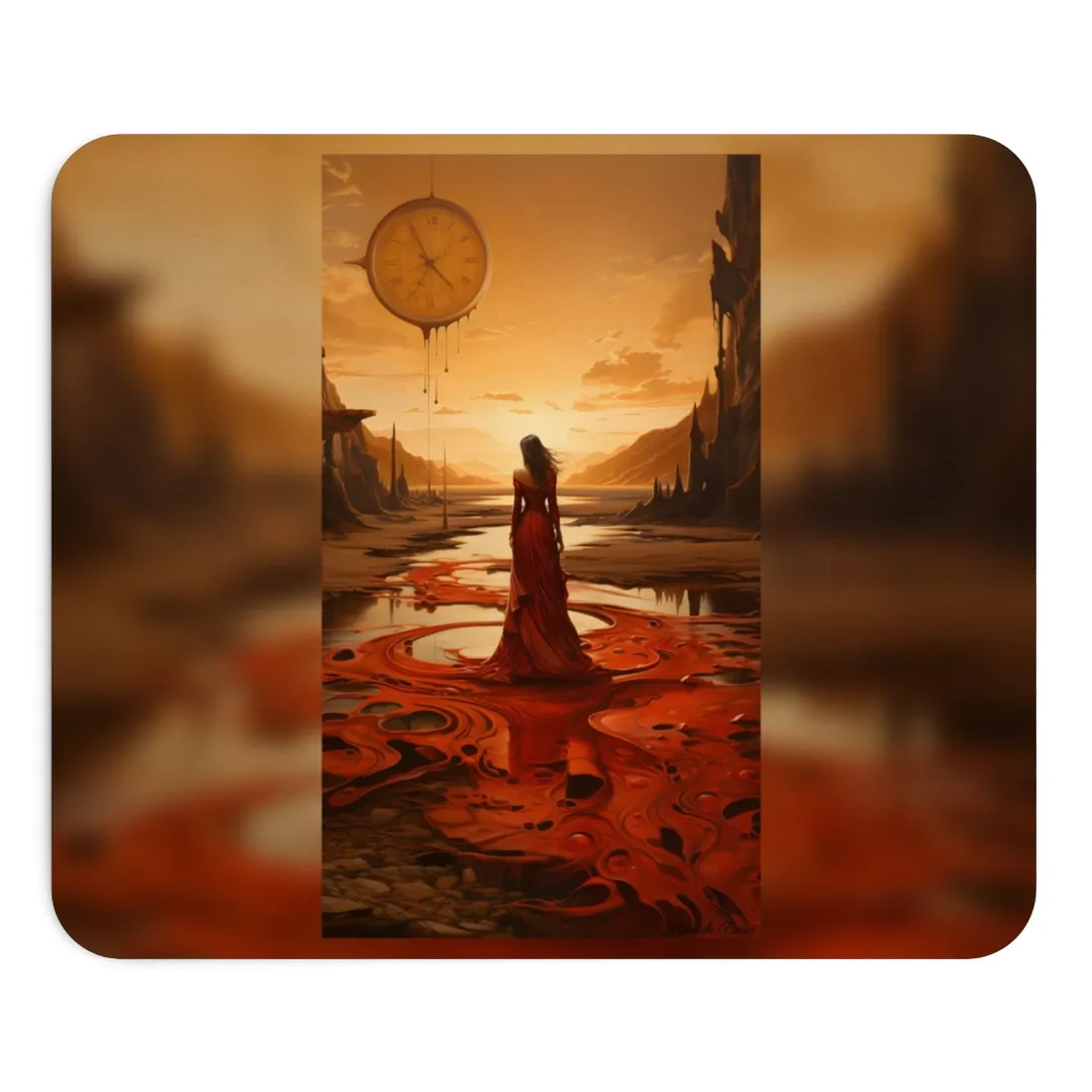 Serene Landscape: Peaceful Water Scene with Green Trees - Mouse Pad