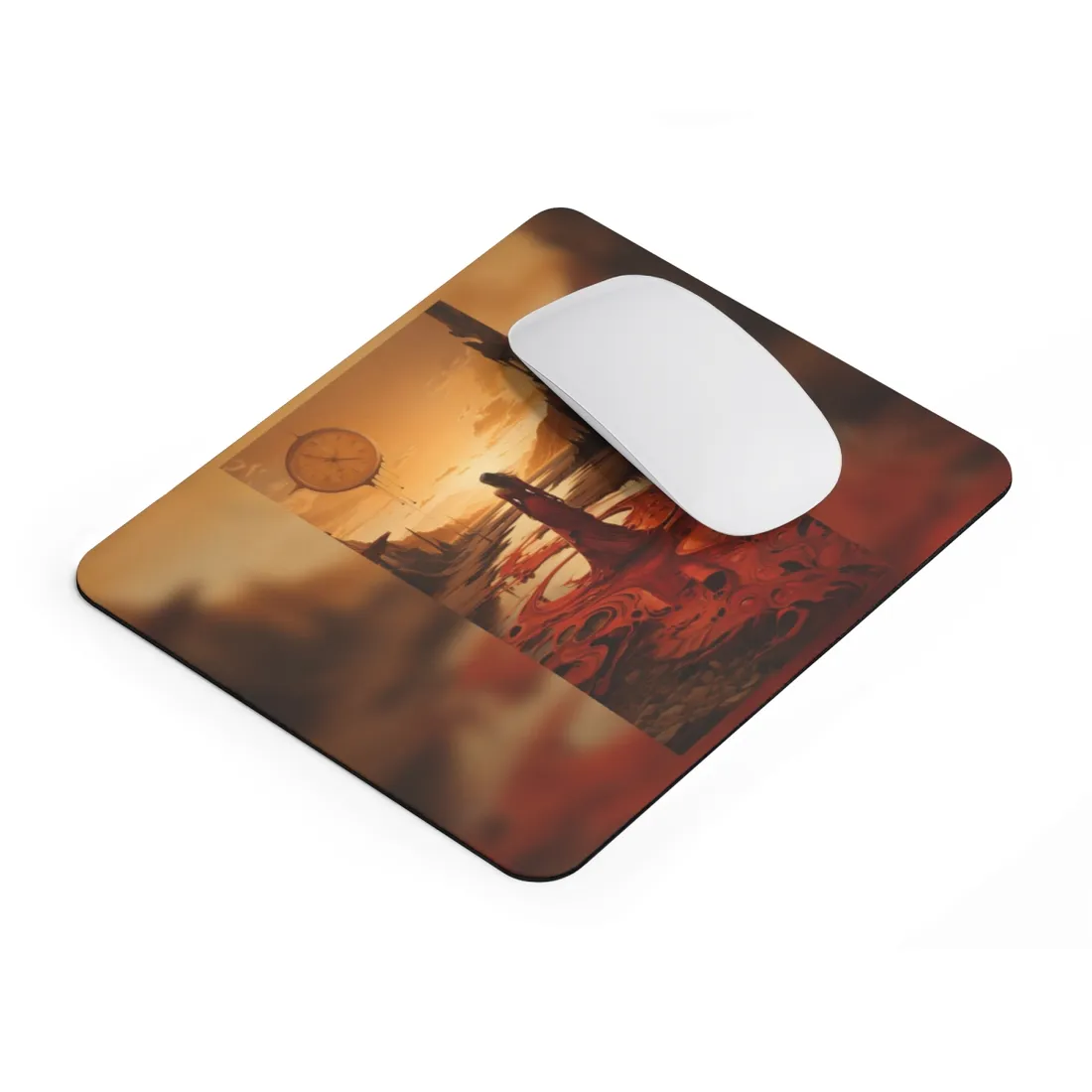 Serene Landscape: Peaceful Water Scene with Green Trees - Mouse Pad