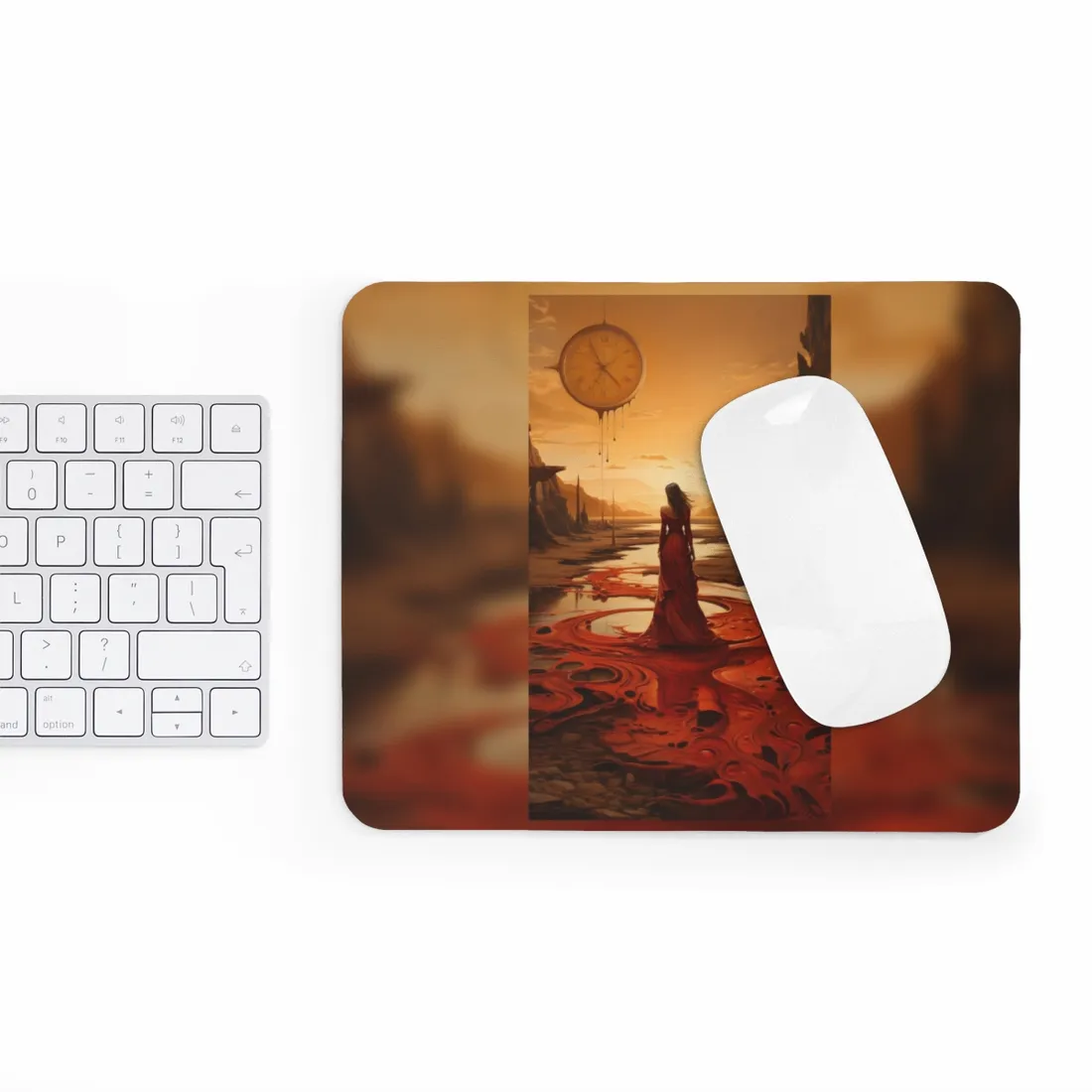 Serene Landscape: Peaceful Water Scene with Green Trees - Mouse Pad