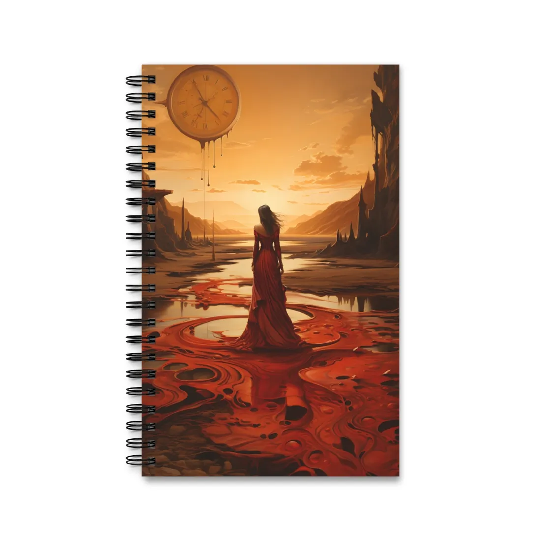 Serene Landscape: Peaceful Water Scene with Green Trees - Spiral Notebook