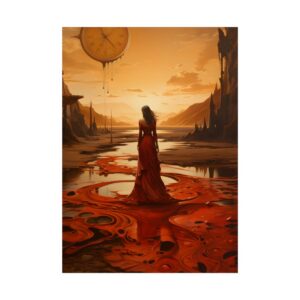 Woman Beneath Melting Clock Poster