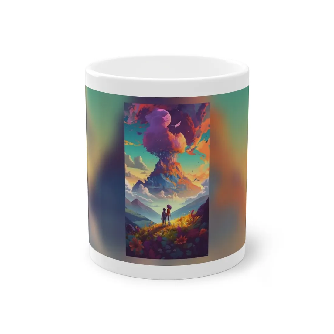 Serene Meadow Adventure: A Girl and a Boy in Nature - Mug