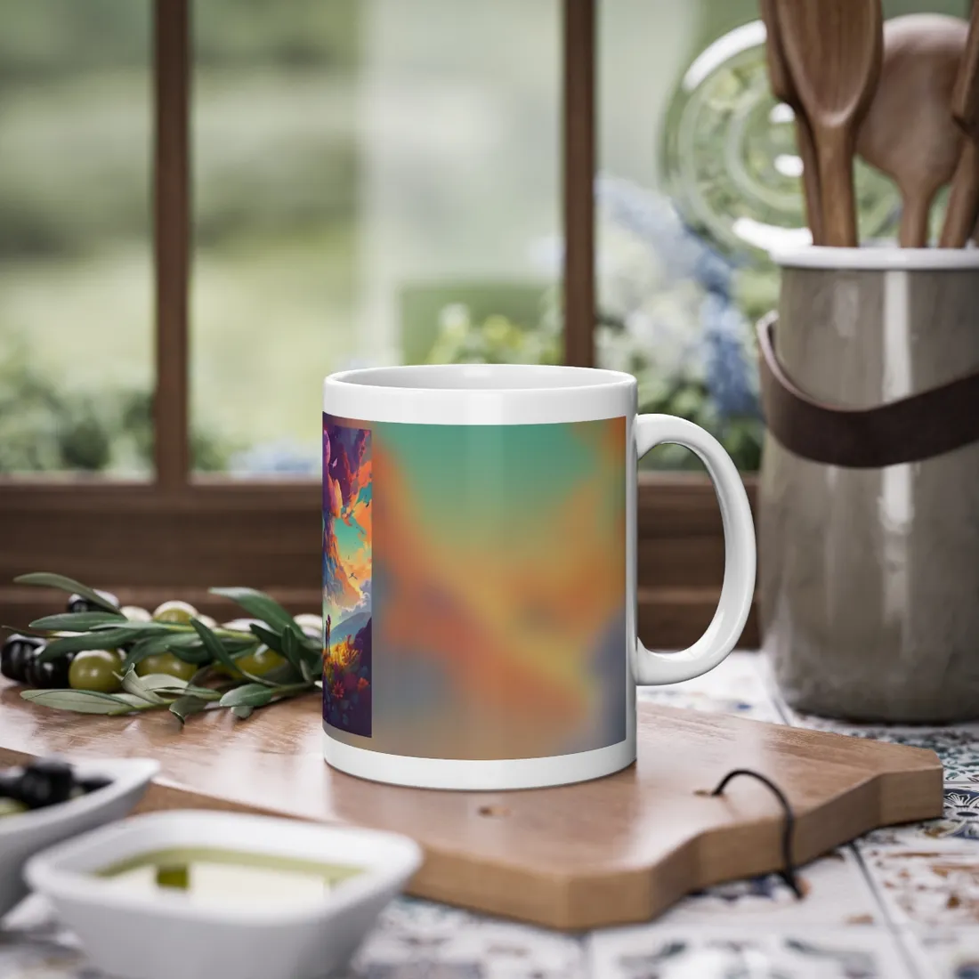 Serene Meadow Adventure: A Girl and a Boy in Nature - Mug