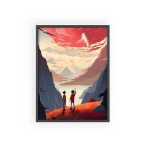 Two Children Overlooking a Valley Framed Poster