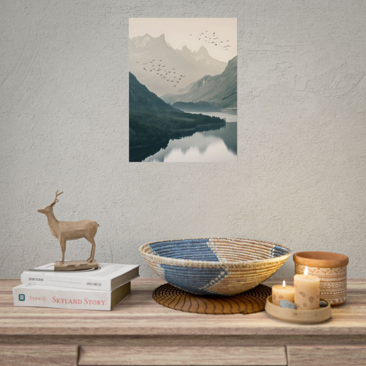 Serene Mountain Lake: A Peaceful Nature Artwork - Poster