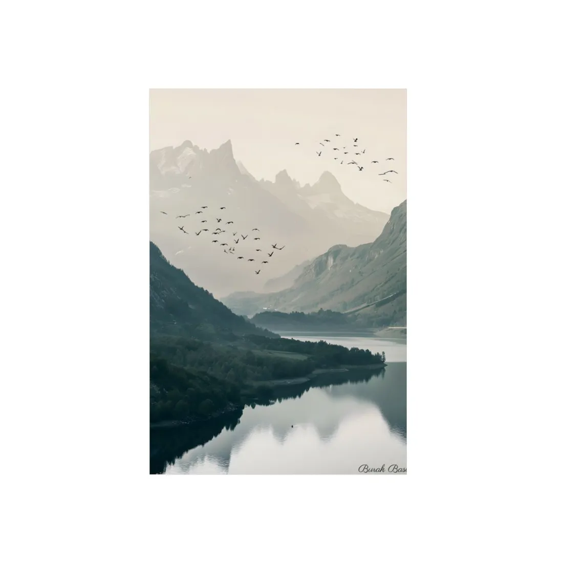 Serene Mountain Lake: A Peaceful Nature - Metal Poster