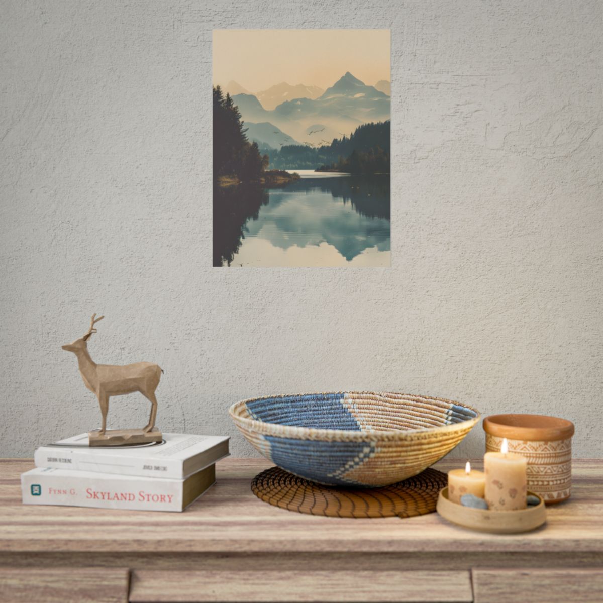 Serene Mountain Lake Aerial: Birds Eye View Artwork - Poster