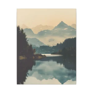 Misty Mountain Lake Landscape Canvas Print