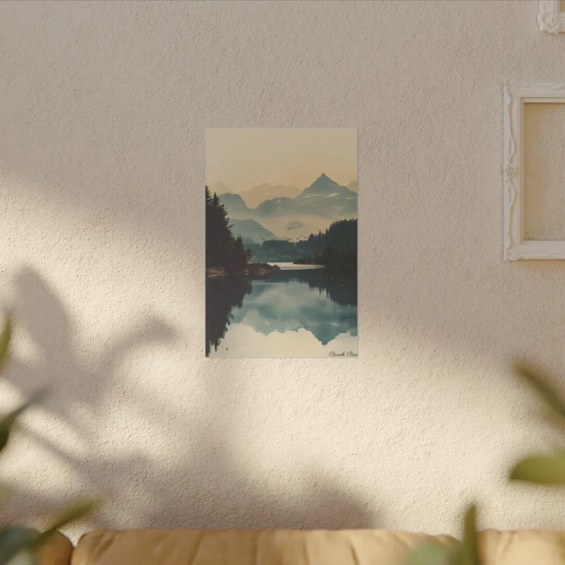 Serene Mountain Lake Aerial: Birds Eye View - Canvas
