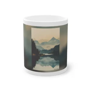 Misty Mountain Lake Landscape Mug