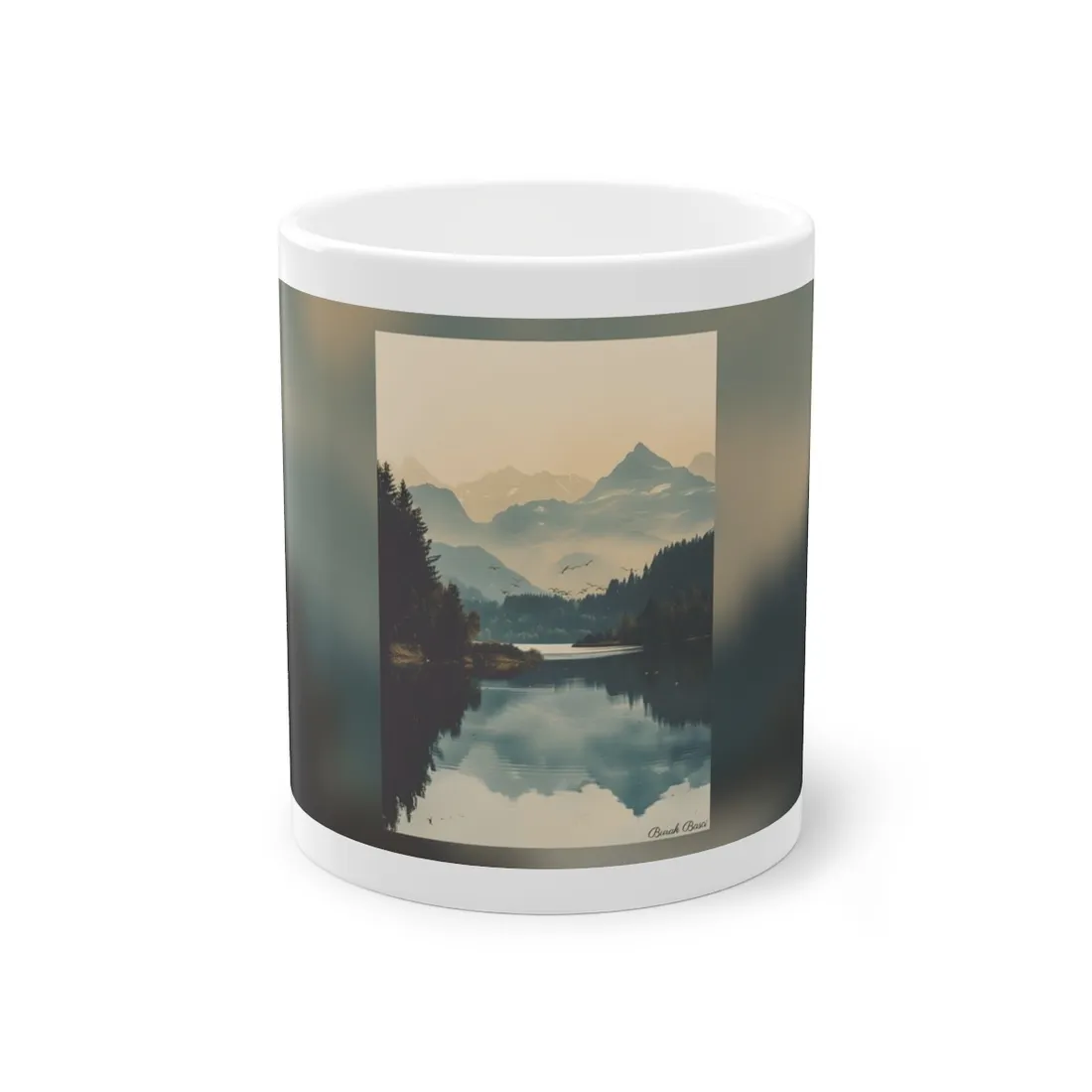 Serene Mountain Lake Aerial: Birds Eye View - Mug